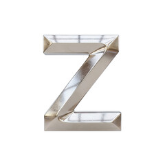 Silver Metallic Letter Z With Geometric Facets And Reflective Surface Isolated On Black Background Business Concept