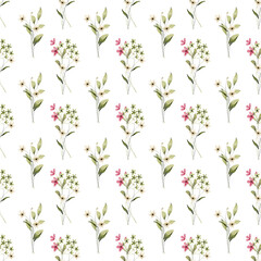 Seamless pattern, floral background with watercolor flower bouquets. Repeat fabric wallpaper print texture. Perfectly for backdrop, wrapped paper.
