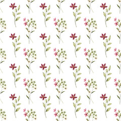 Seamless pattern, floral background with watercolor flower bouquets. Repeat fabric wallpaper print texture. Perfectly for backdrop, wrapped paper.
