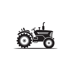 Vintage Tractor Silhouette – Retro Farming Machine Vector Icon