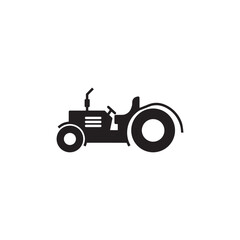 Classic Farm Tractor Silhouette – Agriculture Machine Vector Icon