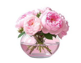 Romantic Pink Flower Bouquet in Vase PNG