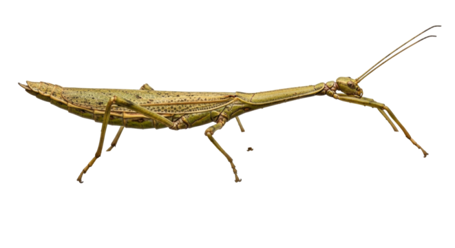 Isolated Stick Insect with Long Antennae, Camouflage in Natural Habitat on Neutral Backdrop