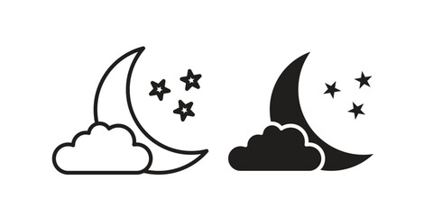 Cloud moon icon for template. Icon vector graphic set