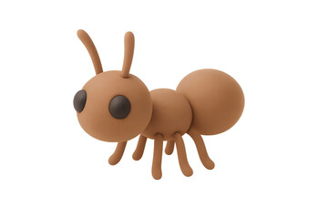 Brown Cartoon Ant Character with Big Eyes and Rounded Body Shape
