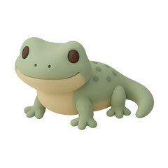 Cute Cartoon Frog Character with Soft Green Color and Big Smile