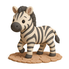 Cute Cartoon Zebra Character Figure in Playful Pose on Floor