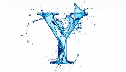 Water Splash Letter Y on White Background Symbolizing Fluid Typography and Editorial Styling for Design and Lifestyle Use