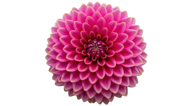 Isolated vibrant pink dahlia bloom with textured petals a close-up floral beauty for spring