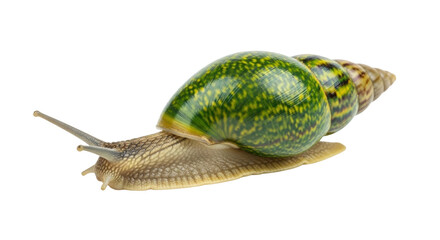 Isolated Giant African land snail Achatina on neutral surface, side view, full body shot © Isolde