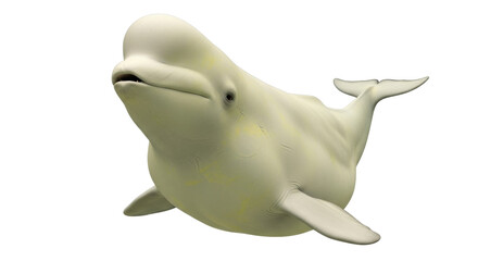 Isolated Beluga whale on seamless backdrop, Arctic ocean mammal with smooth skin, big head