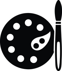 Palette and Brush Silhouette Icon