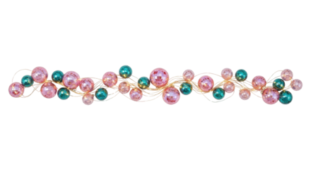 Isolated beaded garland string lights, whimsical colorful decoration, shiny festive ornament