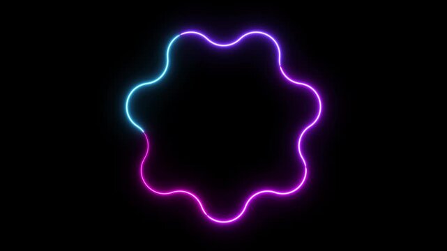 Multicolor Neon 7 Point Rounded Star Glow Animation on Black Background Vibrant Light Shape