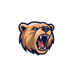 Aggressive roaring bear head vector illustration suitable for mascot logo design.