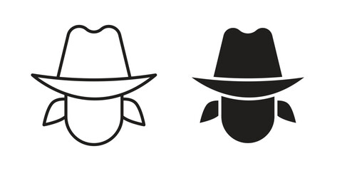 Cowboy icon pictogram in trendy outline style. icon, sign or symbol.