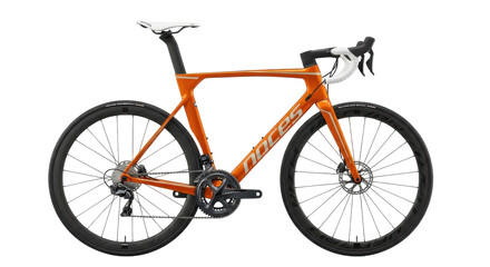Isolated Orange Road Bike for Triathlon and Road Cycling, Minimalist Aero Design Concept