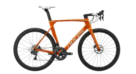 Isolated Orange Road Bike for Triathlon and Road Cycling, Minimalist Aero Design Concept