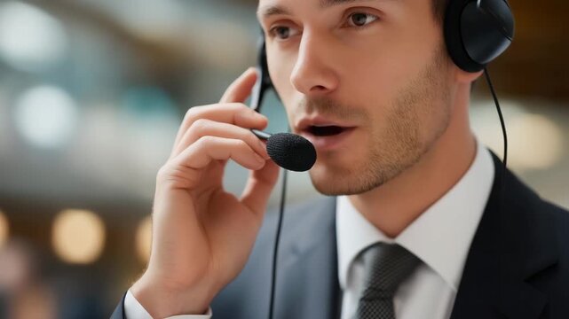 Close-up of interpreter translating during political negotiation, symbolizing cultural exchange, communication clarity, and structured diplomacy in multilingual environments of global politics.