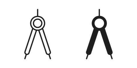 Drafting compass icon pictogram in trendy outline style. icon, sign or symbol.