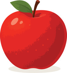 Red apple with green leaf and stem fruit food