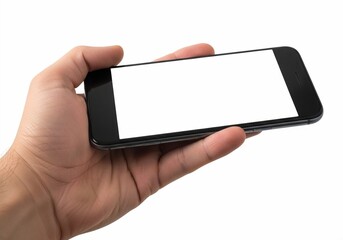 Hand Holding Smartphone in Landscape Mockup