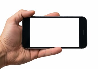 Hand Holding Smartphone in Landscape Mockup