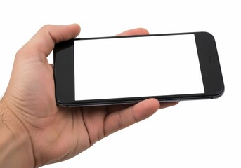 Hand Holding Smartphone in Landscape Mockup