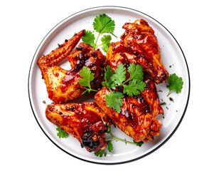 Barbecue Chicken Wings with Fresh Herb Garnish PNG