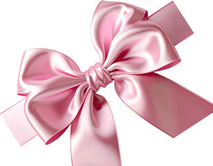 Classic Pink Ribbon Bow Isolated PNG