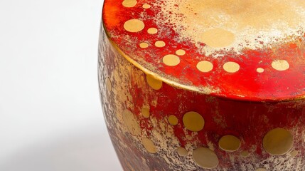 Decorative stool with red and gold tones