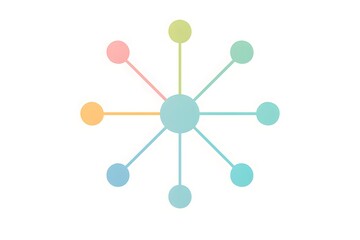 Radial Flow Chart Infographic with Central Node and Symmetric Pastel Branches — Modern Vector Design on White Background