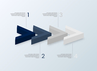 Four-step 3D arrow symbol infographic