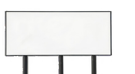 Obraz premium Blank white rectangular billboard sign on metal poles isolated on transparent background