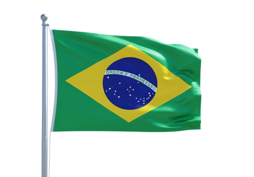 Brazilian flag waving in the wind