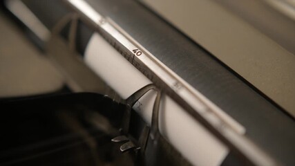 Typing box 13 on vintage typewriter close-up