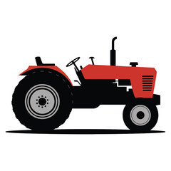 red tractor isolated on white