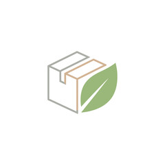 Stylized illustration combining a box shape with a leafy element
