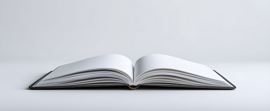 A single closed workbook lies on a clean bright white surface