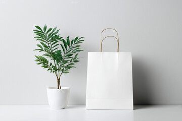Minimalist White Paper Shopping Bag Mockup