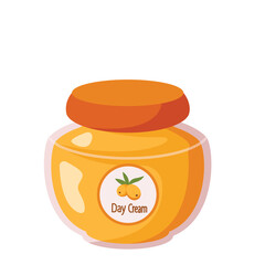 Orange Lidded Day Cream Jar With Sea Buckthorn Label Transparent Background
