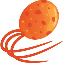 Orange Oval Microorganism With Orange Spots And Orange Tendrils Floating On Transparent Background