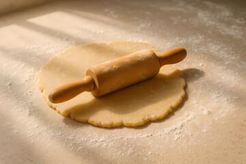 rolling pin with dough