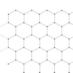 A clean, minimalist geometric pattern of interconnected black hexagons forming a honeycomb grid on a white background, evoking structure, order, and modern design.