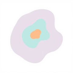 An abstract, layered composition of three concentric, organic shapes in soft pastel hues—lavender, mint green, and peach—creating a gentle, modern, and calming visual effect on a white background.