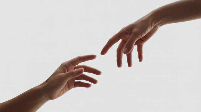 Two hands reaching out to each other, symbolizing connection and help