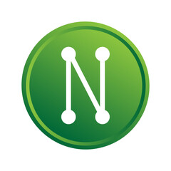 Letter N icon. Alphabet initial symbol. Green vector letter. Navigation logo concept