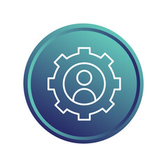 User setting icon. Profile gear management. Account control Vector. Blue purple gradient. EPS 10.