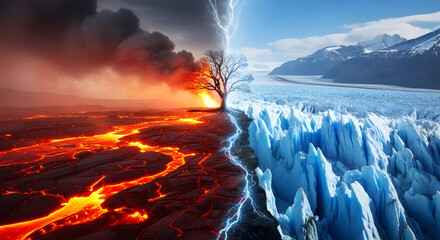 Symbolic Split Tree on a Landscape of Fire and Ice with Dramatic Lightning