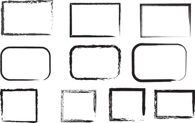 Collection of hand drawn grunge square and rectangle frames
